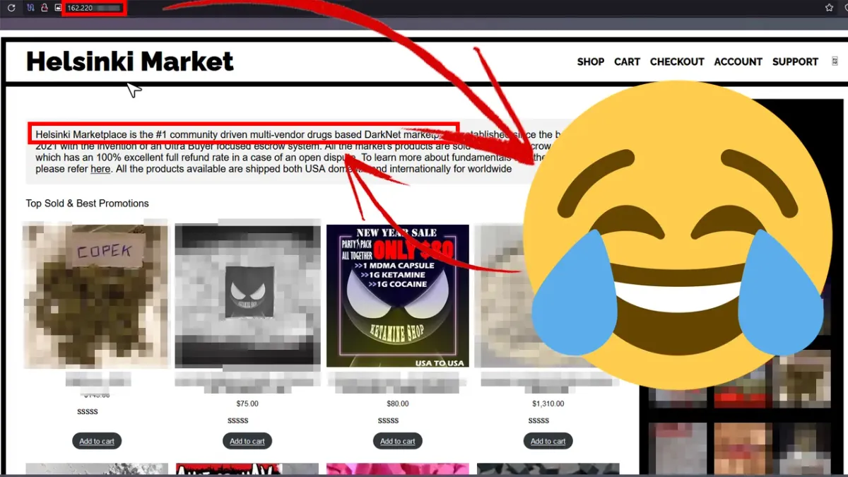 Helsinki Darknet Market's Security Failures: IP Leak, Info. Disclosure, etc  [Still Live]