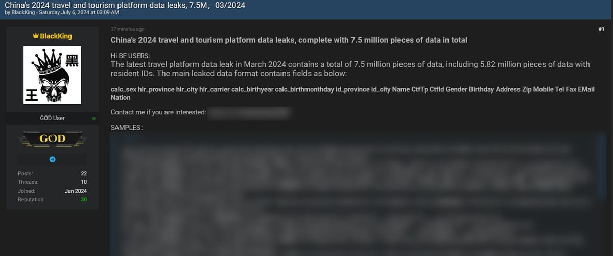 Massive Data Breach in China’s Travel Sector Exposes 7.5 Million Records