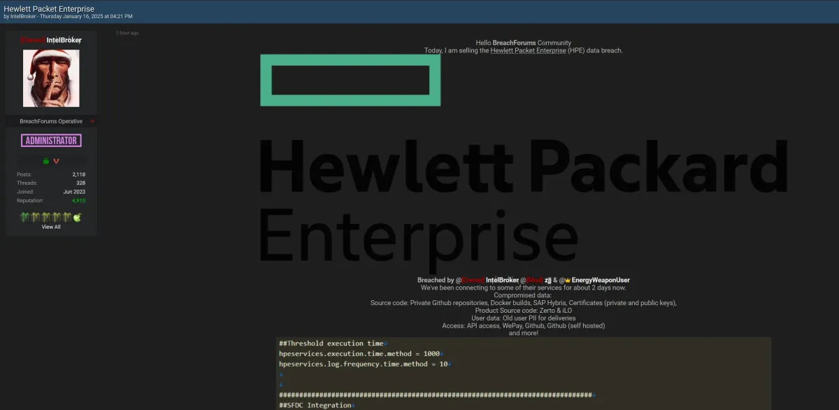 Intelbroker’s Hewlett Packard Enterprise (HPE) Data Breach