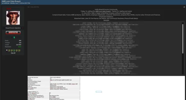 IntelBroker Leaks AMD Data: Employee and Customer Information Compromised