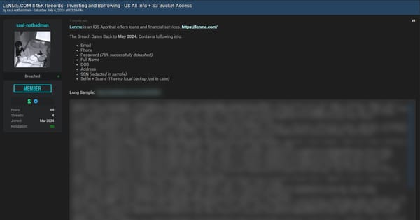 Lenme Data Breach: Personal Information of 846K Users Leaked Online