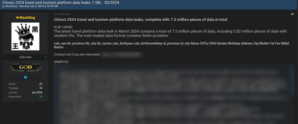 Massive Data Breach in China’s Travel Sector Exposes 7.5 Million Records