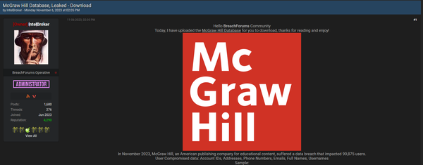 McGraw Hill Data Breach Exposes 90,000+ User Records