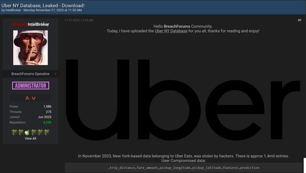 Massive Uber NY Data Leak: Details of 1.4 Million Rides Up for Grabs on Dark Web