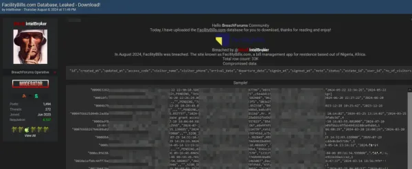 FacilityBills.com User Data Published - 33,000 Records Leaked