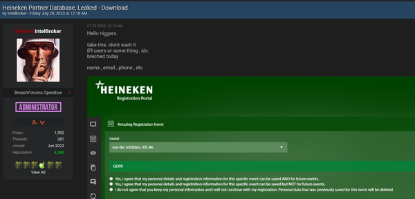 Heineken Partner Registration Database Leaked