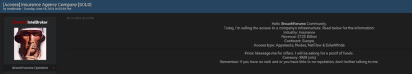 How IntelBroker Breached a $125 Billion Insurance Company and Sold Its Infrastructure