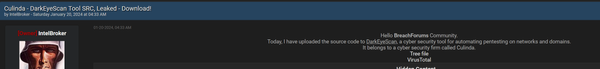 Culinda’s DarkEyeScan Tool Source Code Leaked
